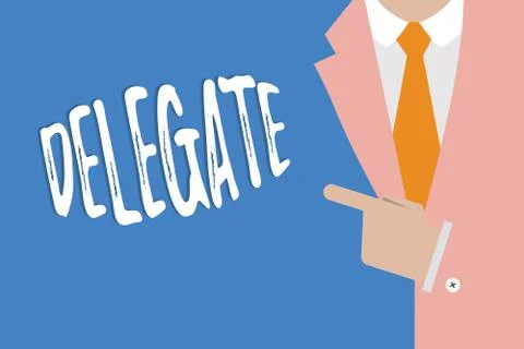 Handwriting text writing Delegate. Concept meaning demonstrating sent or Stockillustratie