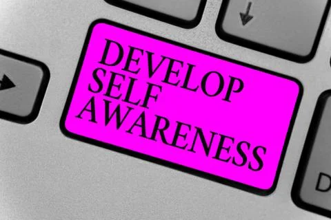 Handwriting text writing Develop Self Awareness. Concept meaning increase con Stock Illustration