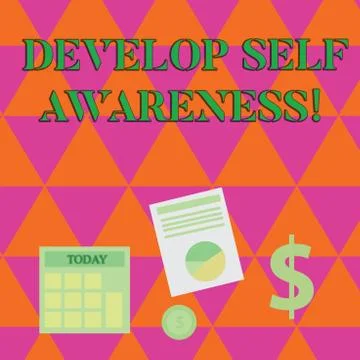 Handwriting text writing Develop Self Awareness. Concept meaning What you think イラスト素材