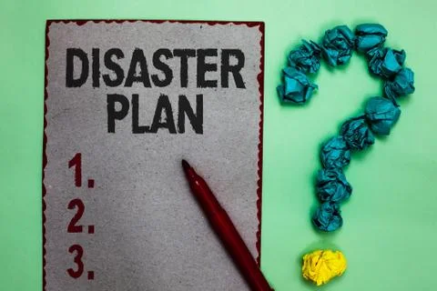 Handwriting text writing Disaster Plan. Concept meaning Respond to Emergency Stock Photos