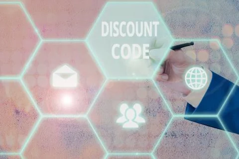 Handwriting text writing Discount Code. Concept meaning Series of letters or Foto stock