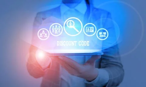 Handwriting text writing Discount Code. Concept meaning Series of letters or Stock-Fotos