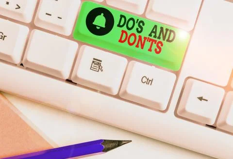 Handwriting text writing Do S And Don Ts. Concept meaning Technologically Foto stock