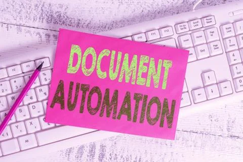 Handwriting text writing Document Automation. Concept meaning workflows that Foto stock