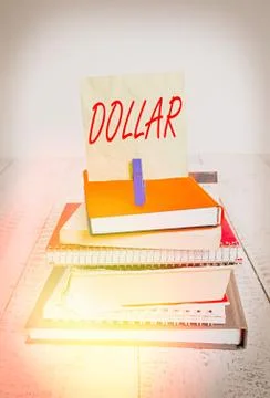 Handwriting text writing Dollar. Concept meaning a piece of paper money worth Stock Photos