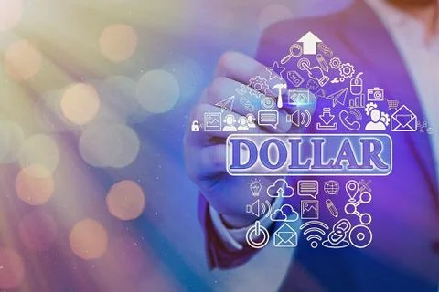 Handwriting text writing Dollar. Concept meaning a piece of paper money worth Stock Photos