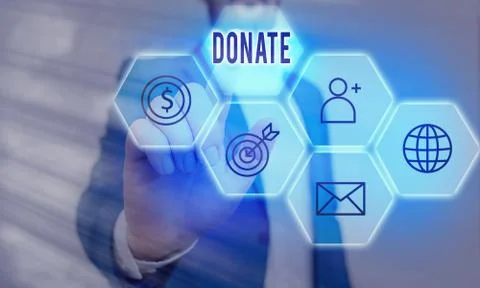 Handwriting text writing Donate. Concept meaning give money or goods for good Stock Photos