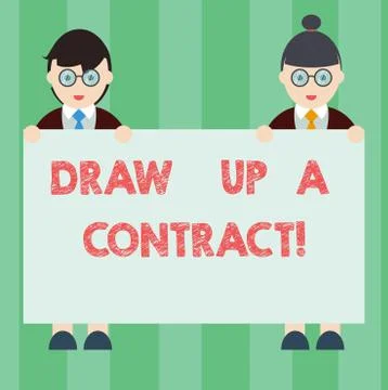 Handwriting text writing Draw Up A Contract. Concept meaning Write a business Illustrazione stock