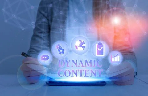Handwriting text writing Dynamic Content. Concept meaning web content that Stock Photos
