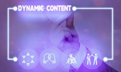 Handwriting text writing Dynamic Content. Concept meaning web content that Stock Photos