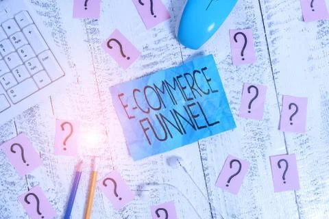 Handwriting text writing E Commerce Funnel. Concept meaning a tool used to Stock Photos