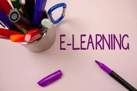 Handwriting text writing E-Learning. Concept meaning Education by the interne Stock-Fotos