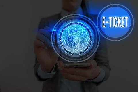 Handwriting text writing E Ticket. Concept meaning Digital ticket that is as Stock Photos