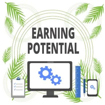 Handwriting text writing Earning Potential. Concept meaning Top salary for a Stock Illustration