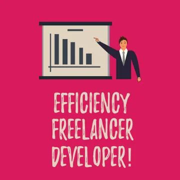 Handwriting text writing Efficiency Freelancer Developer. Concept meaning ensure Stock Illustration