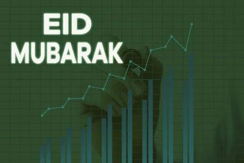 Handwriting text writing Eid Mubarak. Concept meaning traditional Muslim Stock Illustration