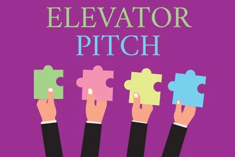 Handwriting text writing Elevator Pitch. Concept meaning A persuasive sales Stock Illustration