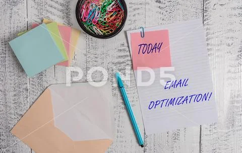 Handwriting text writing Email Optimization. Concept meaning Maximize the Stock Photos