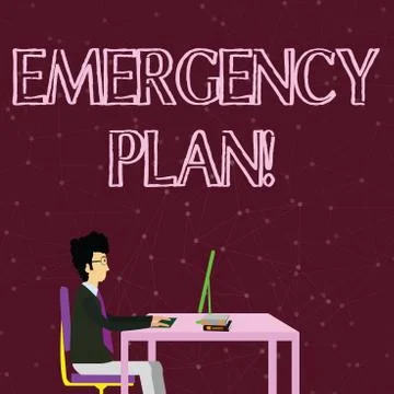 Handwriting text writing Emergency Plan. Concept meaning actions developed to Stock Illustration