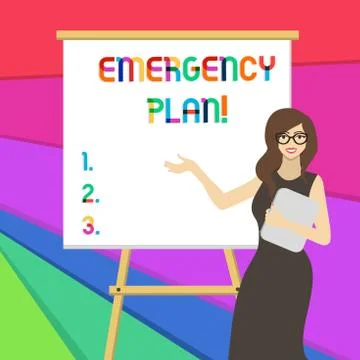 Handwriting text writing Emergency Plan. Concept meaning actions developed to Stock Illustration