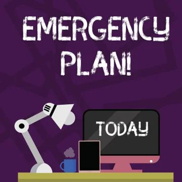 Handwriting text writing Emergency Plan. Concept meaning actions developed to Stock Illustration