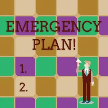 Handwriting text writing Emergency Plan. Concept meaning actions developed to Stock Illustration