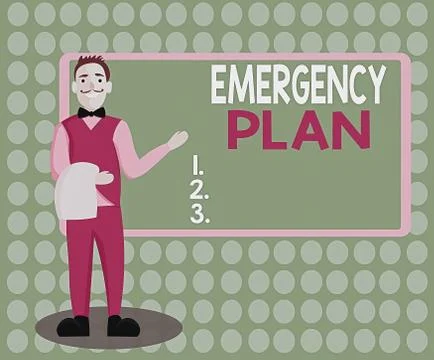 Handwriting text writing Emergency Plan. Concept meaning procedures for handling Illustration