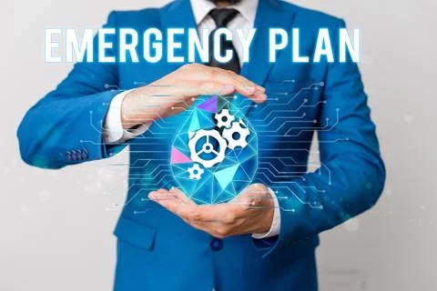 Handwriting text writing Emergency Plan. Concept meaning procedures for handling Photos
