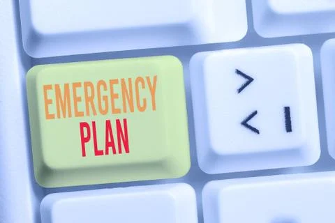 Handwriting text writing Emergency Plan. Concept meaning procedures for handling Photos