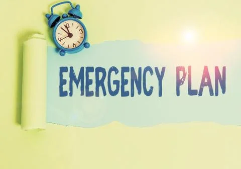Handwriting text writing Emergency Plan. Concept meaning procedures for handling Photos