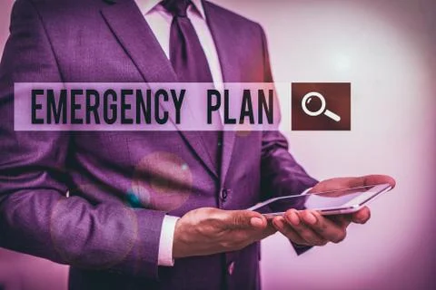 Handwriting text writing Emergency Plan. Concept meaning procedures for handling Photos