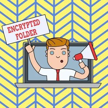 Handwriting text writing Encrypted Folder. Concept meaning protect confidential Stock Illustration
