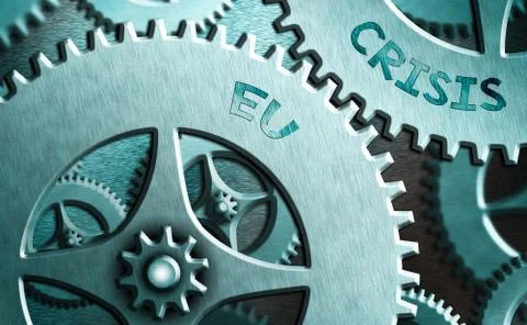 Handwriting text writing Eu Crisis. Concept meaning eurozone state unable to Illustration