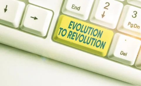 Handwriting text writing Evolution To Revolution. Concept meaning adapting to Foto stock