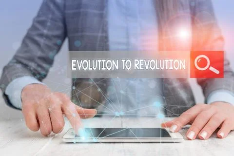 Handwriting text writing Evolution To Revolution. Concept meaning adapting to 스톡 사진