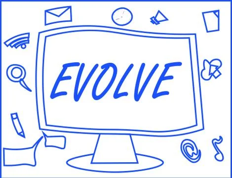 Handwriting text writing Evolve. Concept meaning develop gradually Improve your Illustrazione stock