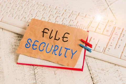Handwriting text writing File Security. Concept meaning Protecting digital data Foto stock