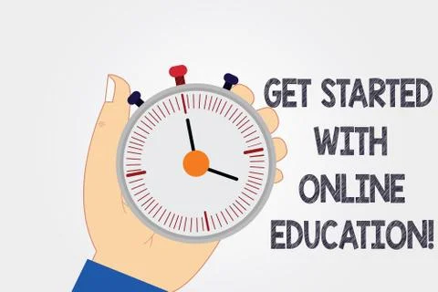 Handwriting text writing Get Started With Online Education. Concept meaning 스톡 일러스트