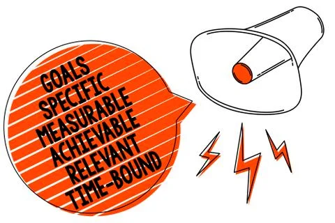 Handwriting text writing Goals Specific Measurable Achievable Relevant Time Stock Illustration