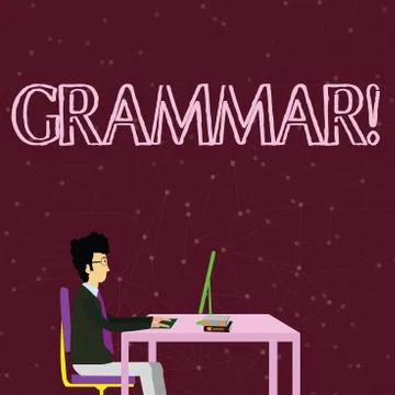 Handwriting text writing Grammar. Concept meaning whole system structure Stock Illustration
