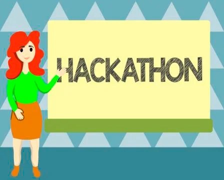 Handwriting text writing Hackathon. Concept meaning event where large number of Stock Illustration