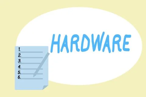 Handwriting text writing Hardware. Concept meaning machines and other physical Stock Illustration