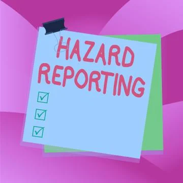 Handwriting text writing Hazard Reporting. Concept meaning account or statement Illustrazione stock
