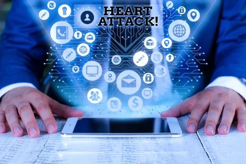 Handwriting text writing Heart Attack. Concept meaning sudden occurrence of Stock Photos