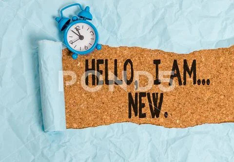 Handwriting text writing Hello I Am New. Concept meaning introducing oneself in Stock Photos