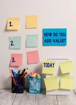 Handwriting text writing How Do You Add Value Question. Concept meaning improve Stock Photos