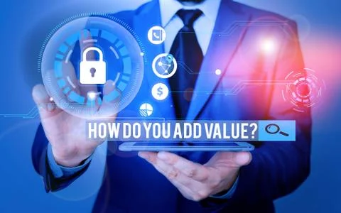 Handwriting text writing How Do You Add Value Question. Concept meaning improve Stock Photos