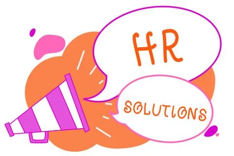Handwriting text writing Hr Solutions. Concept meaning Outsourced Human イラスト素材