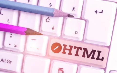 Handwriting text writing Html. Concept meaning the lingua franca for publishing Stock Photos