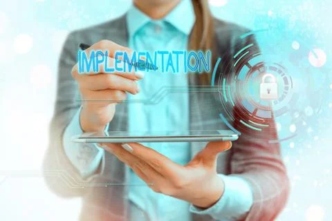 Handwriting text writing Implementation. Concept meaning application of making Stock Photos